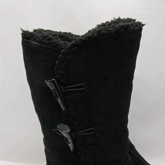 Kenneth Cole Unlisted On Your Mark Boots Women's 6M Black Faux Suede Mid Calf - Picture 2 of 9